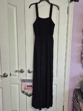 DOKOTOO Black Wide Leg Jumpsuit with Smocked Bodice